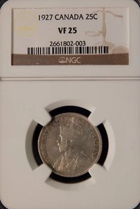 1927 CANADA 25 CENTS 25C GEORGE V NGC VF25 LOW MINTAGE SCARCE  - Picture 1 of 2