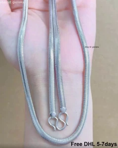 Solid Pure Platinum 950 3.8mm Snake Curb Chain Link Men Women Necklace 24inch - Picture 1 of 5