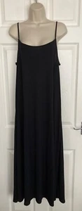 NEW M&S Ladies Black Jersey Scoop Neck Maxi Slip Beach Dress Size 16 - Picture 1 of 3
