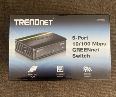 New TRENDnet Green TE100-S5/A Fast Ethernet 5-Port External Switch 10/100 Mbps - Image 1 of 4