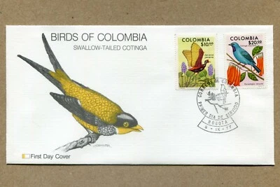 COLOMBIA BIRDS, Series 1977 Swallow-Tailed Cotinga BOGOTA FDC - Image 1 of 2