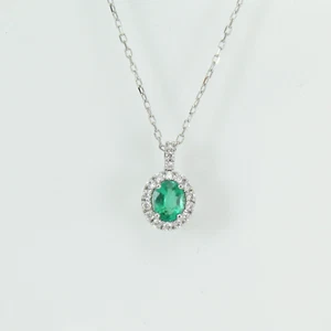 Collar Gargantilla Mujer Oro Blanco Con Esmeralda Y Diamante Mirco Visconti G Vs - Imagen 1 de 11