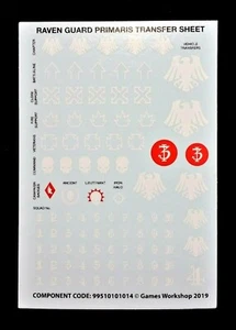Primaris Raven Guard Transfer Sheet Upgrades Decals Warhammer 40K Space Marines - Picture 1 of 1