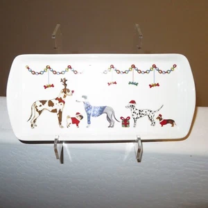 Milly Green Christmas Dogs Dachshund Pug Dalmatian Ceramic Serving Tray Platter - Picture 1 of 5