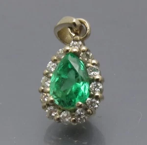 DISEÑO NEUMÁTICO - ELEGANTE COLGANTE ESMERALDA BRILLANTE - ORFEBRERÍA PROPIA - ORO - Imagen 1 de 7