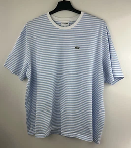 Lacoste Men's Striped Heavy Cotton T-Shirt Short Sleeve Blue White Crew Neck 4XL - Picture 1 of 16