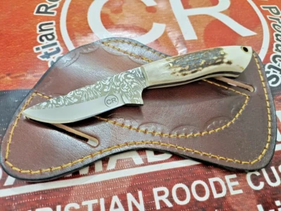 HANDFORGED CUSTOM HUNTING COWBOY KNIFE WITH STAG HANDLE&SHEATH - Image 1 of 4