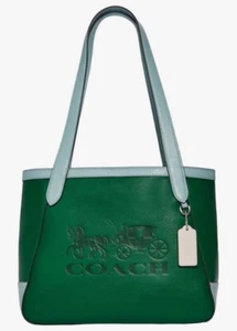 Neu mit Etikett authentisch Coach Tragetasche Colorblock Pferd & Kutsche grün bunt C5676 - Bild 1 von 4