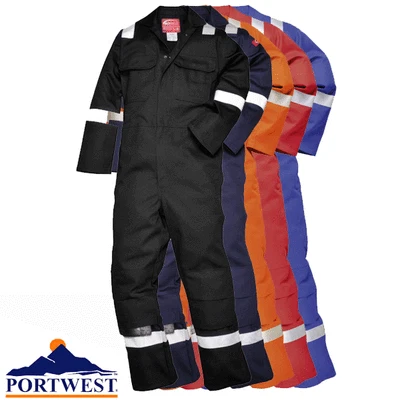 Coverall Welding Flame Resistant overall HI-VIS tape knee pad pock Portwest BIZ5 - Image 1 of 4