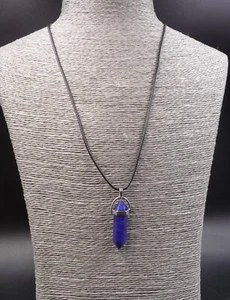 Collier avec pendentif pointe en Lapis Lazuli d'Afghanistan - Imagen 1 de 3