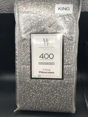 PATRÓN DE GUIJARROS GRISES Wamsutta 400 TC 100% Algodón Satén KING NUEVO Foto 1 de 4