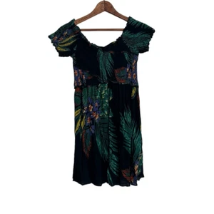Mini Vestido Tropical Patrons of Peace Calado Fuera del Hombro Verde Marino Mediano - Imagen 1 de 7