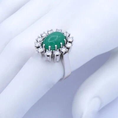 Damenring 585er-14K Weißgold mit Diamanten & Smaragd ca.1.2 ct./ 57 (18,1 mm Ø) - Bild 1 von 4