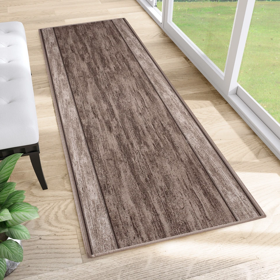 Anti Rutsch Teppich Läufer Rutschfest Meterware Modern Taupe Wohnzimmer Flur - Bild 1 von 1