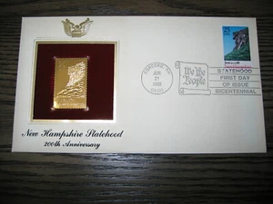 1988 New Hampshire Statehood 200th Anniversary GOLDEN FDC replica Cover STAMP - Picture 1 of 3