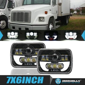 For Freightliner FL50 FL60 FL70 FL80 Trucks 7x6" LED Headlight DRL Hi-Lo Beam 2x - Picture 1 of 12