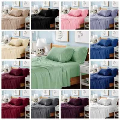 Flat Sheet Bed Sheets Polyester Cotton Percale 180 TC Single Double King - Image 1 of 2