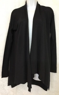 Donna Karan Cárdigan Largo Suéter Negro Cachemira Mangas Largas Abierto Talla P Foto 1 de 4