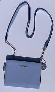 Steve Madden Crossbody Bag Light Blue Faux Leather Silver Hardware Great Cond
