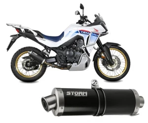 Terminale di Scarico Oval Storm Acciaio Inox Nero per Honda XL750 TRANSALP 2023 - Imagen 1 de 5