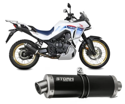 Terminale di Scarico Oval Storm Acciaio Inox Nero per Honda XL750 TRANSALP 2023 - Image 1 of 4