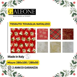 Tessuto al Metro Natale Natalizio in Cotone per Tovaglie e Tende Altezza 280 cm - Foto 1 di 14