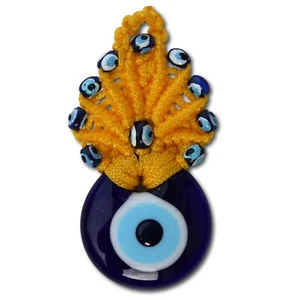 Nazar Mal de Ojo Pared Puerta Crochet Macramé Colgante Turco Buena Suerte Regalo Amarillo - Imagen 1 de 2