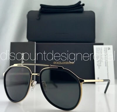 DOLCE & GABBANA Aviator Sunglasses DG 2277 02/87 Gold Black Frame Gray Lens 57mm - Image 1 of 4