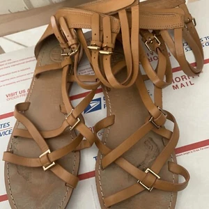 Tory Burch Lucas Gladiator Sandals Leather Browen Women’s Size 7.5 M - Picture 1 of 10