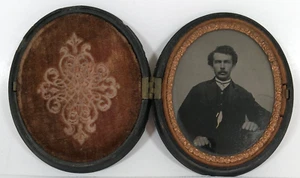 Tintype Handsome Young Man Beautiful Eyes Good Hair Moustache Wearing A Suit - Picture 1 of 14