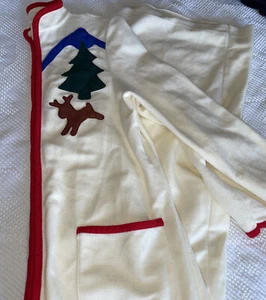 Vassarette Junior Vintage Velour Filz Gewand Jugend Medium Hauskleid Baum Hirsch - Bild 1 von 5