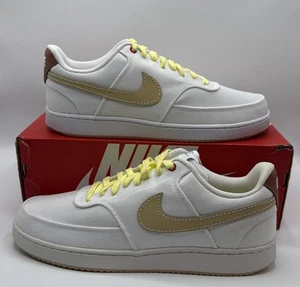 New Nike Court Vision Low Canvas Yellow 'White Sesame' DV0736-100 Mens Size 11 - Picture 1 of 7
