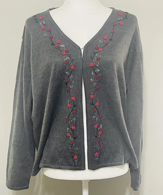 Suéter Feminino Vintage Studio Works M Granny Cottage Core Floral Bordado Ano Novo - Imagem 1 de 4