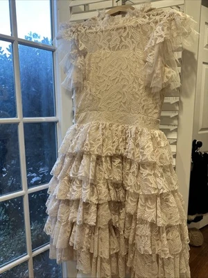 Joyfolie Mia Joy Lace Tiered Dress 14 Ivory - Image 1 of 4