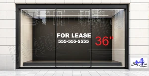 Large FOR LEASE Vinyl Sign Window Sticker Durable Outdoor Use Yellow or White - Picture 1 of 10