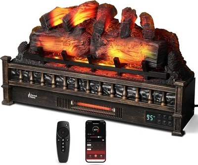 TURBRO Eternal Flame 30 in. WiFi Infrared Quartz Electric Fireplace Log Heater w - Image 1 of 4