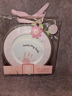 Carter’s Just One Year Little Girls Baby Handprint & Footprint Kit & Frames New - Image 1 of 2