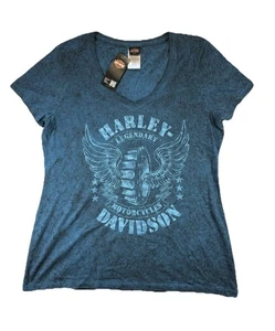 Camiseta Harley Davidson Para Mujer XL Azul Cuello en V NUEVA NUEVA CON ETIQUETAS Motociclista Coqueta Florida - Imagen 1 de 5