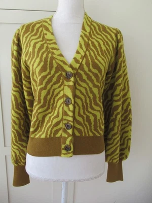 ULLA JOHNSON Balloon Sleeve 'CiCi Zebra Knit Wool Cardigan' - S, Citrine - Image 1 of 4