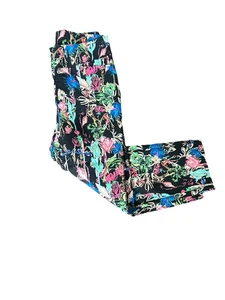 LULU B Womens Sz 6 Black Multicolor Print Pull On Stretch Pants Summer Preppy - Picture 1 of 6