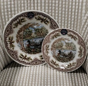 Royal Stafford 8 pc WOODLAND MALLARD DUCKS DINNER SALAD PLATES Thanksgiving NEW - Picture 1 of 14