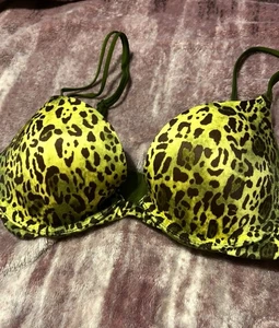 Victoria’s Secret VERY SEXY Push Up BH Grün Leopardenmuster 32B - Bild 1 von 9