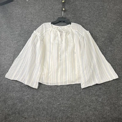 Blusa a rayas CURRENT AIR X Daily Look LS para mujer talla M blanca/azul Foto 1 de 4