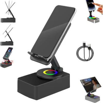 Cell Phone Stand with Wireless Bluetooth Speaker Adjustable HD Surround Speakers - Image 1 of 4