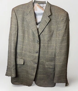 Hart Schaffner Marx VTG 40R Wool Herringbone plaid earth tone Sport Coat*READ* - Picture 1 of 14