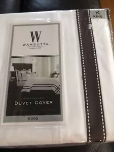 Wamsutta Montenegro King Duvet Cover New Brown Stripe 100% Cotton - Picture 1 of 4