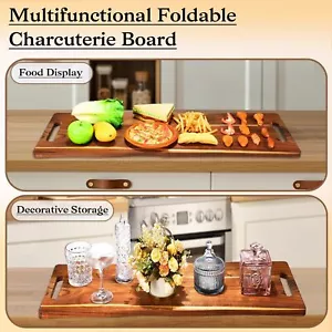 Wooden Grilling Board with Handles Foldable Traveling 33 x 12-Inch Cheese Board - Picture 1 of 7