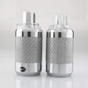 Par de enchufes de alimentación de CA HIFI enchapados en fibra de carbono AU NZ conector de alimentación de CA HIFI HÁGALO USTED MISMO - Imagen 1 de 10