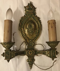 Antique Vintage Deco Ship Brass 2 Arm Wall Sconce 13” X 9” Excellent - Picture 1 of 12