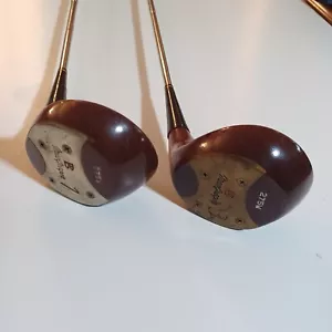 Vtg MacGregor Jack Nicklaus 275W Persimmon Driver & 3 Wood Set + Vtg Headcovers - Picture 1 of 13